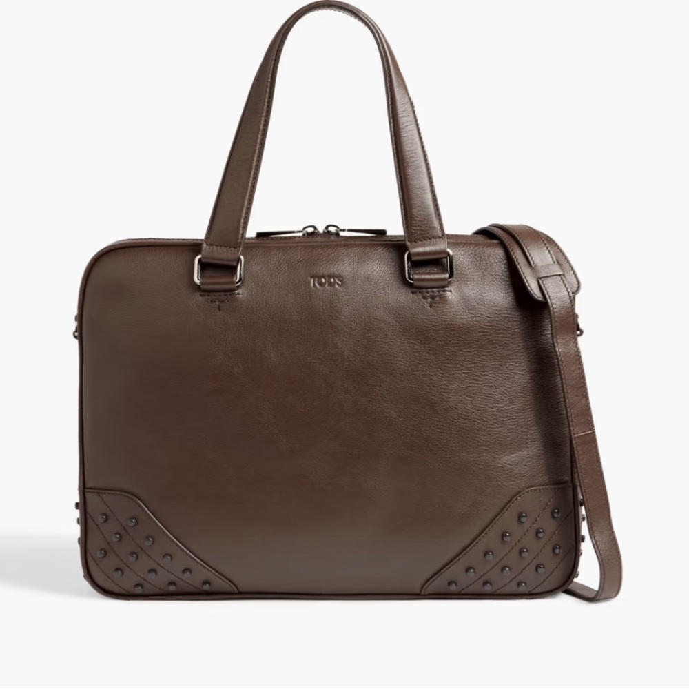 TOD”s brand new (never used) pebbled' Gommini Leather Briefcase- authentic